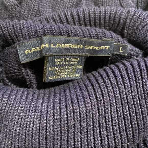 Ralph Lauren Sport Blue Cotton Cable Knit Cowl Neck Sweater - Picture 5 of 5